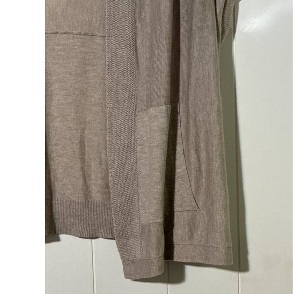 Loft Open Front Knit Cardgian Short Sleeve Pockets Beige Cotton Blend Size XL - Picture 4 of 6